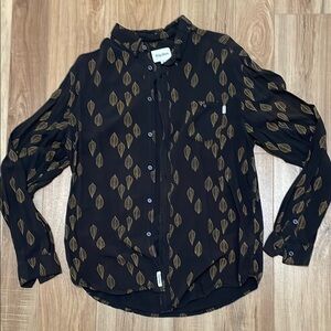 Rhythm Black Leaf Print Men's Shirt
